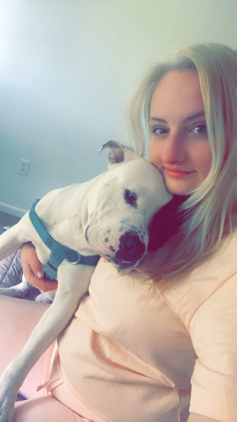 Celeste with her dog Buzz